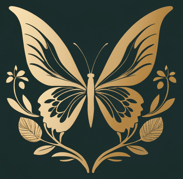 A beautiful gold butterfly symbol.